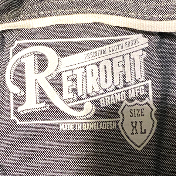 Retrofit MFG Co 3 Button Collared Pullover Mens Shirt Size‎ XL striped Navy Polo - Picture 4 of 9